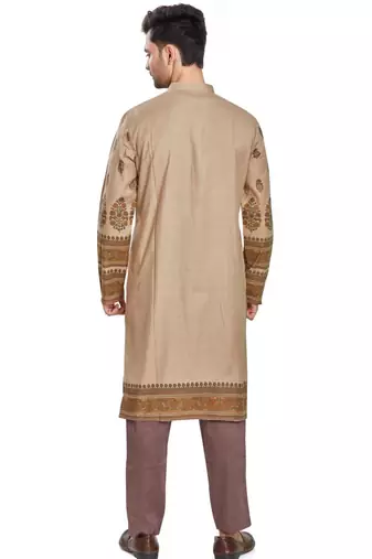 Beige hand block printed kurta viscos kurta payjama etnic wear / festive wear