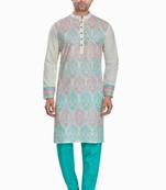 Off white hand block kurta viscos kurta payjama etnic wear / festive wear
