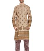 Beige hand block printed kurta viscos kurta payjama etnic wear / festive wear
