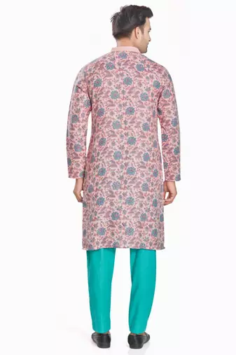 Pink hand block printed kurta viscos kurta payjama etnic wear / festive wear