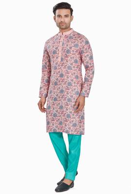 Pink hand block printed kurta viscos kurta payjama etnic wear / festive wear 3