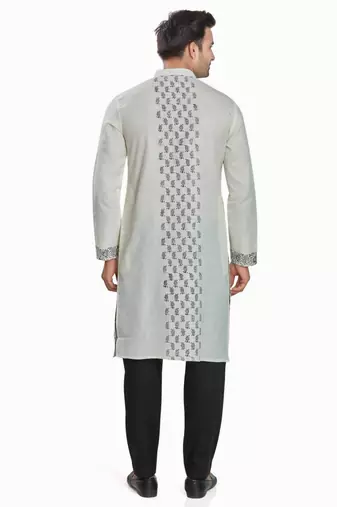 Off white hand block printed kutrta viscos kurta payjama etnic wear / festive wear