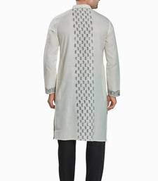 Off white hand block printed kutrta viscos kurta payjama etnic wear / festive wear