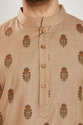 Beige hand block printed kurta viscos kurta payjama etnic wear / festive wear 5