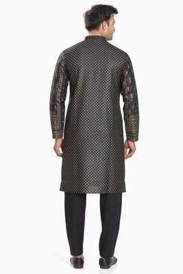 Black hand block golden foil printed kurta viscos kurta payjama wear / festive wear 2