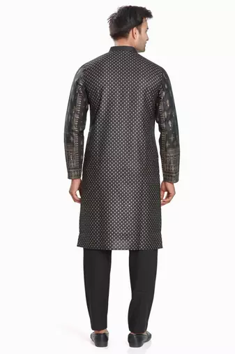 Black hand block golden foil printed kurta viscos kurta payjama wear / festive wear
