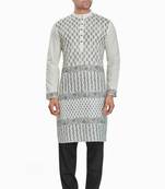 Off white hand block printed kutrta viscos kurta payjama etnic wear / festive wear