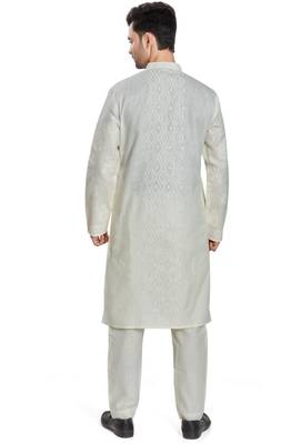 White hand block printed kurta viscos kurta payjama wear / festive wear 2