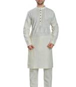 White hand block printed kurta viscos kurta payjama wear / festive wear