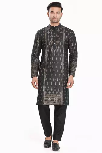 Black hand block golden foil printed kurta viscos kurta payjama wear / festive wear