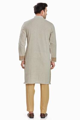 Khakhi hand block printed kurta with embroidery viscos kurta payjama etnic wear / festive wear 2