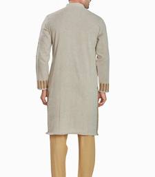 Khakhi hand block printed kurta with embroidery viscos kurta payjama etnic wear / festive wear