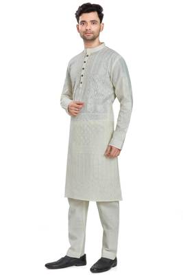 White hand block printed kurta viscos kurta payjama wear / festive wear 3