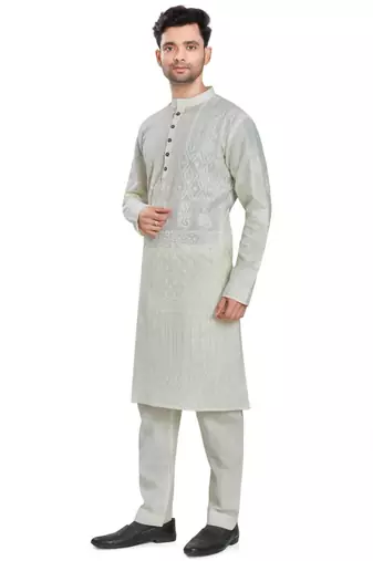 White hand block printed kurta viscos kurta payjama wear / festive wear