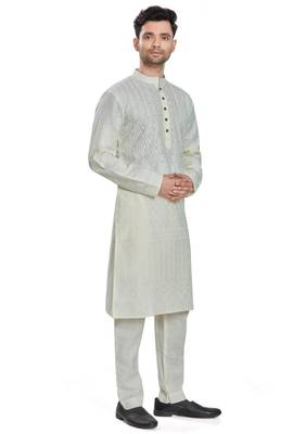 White hand block printed kurta viscos kurta payjama wear / festive wear 4