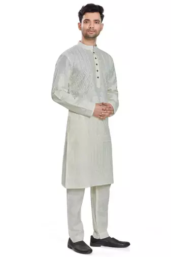 White hand block printed kurta viscos kurta payjama wear / festive wear