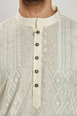 White hand block printed kurta viscos kurta payjama wear / festive wear 5