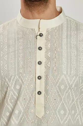 White hand block printed kurta viscos kurta payjama wear / festive wear