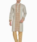 Khakhi hand block printed kurta with embroidery viscos kurta payjama etnic wear / festive wear