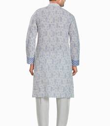 Grey hand block printed kurta with embroidery viscos kurta payjamaetnic wear / festive wear