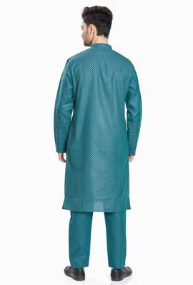 Blue hand block foil printed kurta viscos kurta payjama etnic wear / festive wear 2