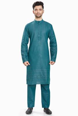 Blue hand block foil printed kurta viscos kurta payjama etnic wear / festive wear 1