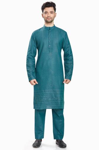 Blue hand block foil printed kurta viscos kurta payjama etnic wear / festive wear