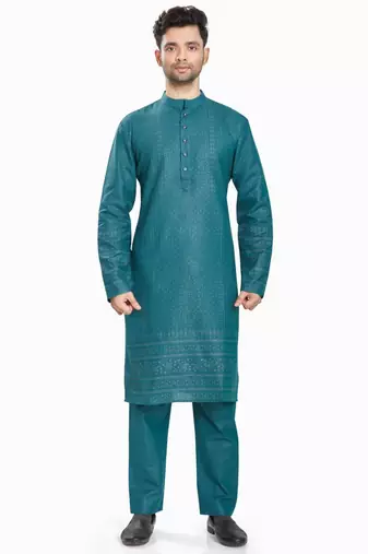 Blue hand block foil printed kurta viscos kurta payjama etnic wear / festive wear