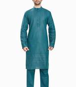 Blue hand block foil printed kurta viscos kurta payjama etnic wear / festive wear