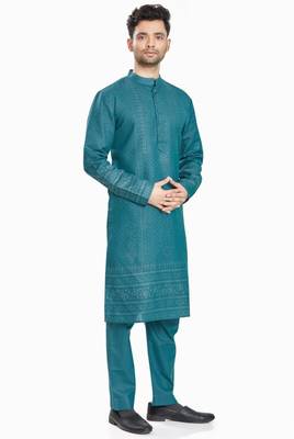 Blue hand block foil printed kurta viscos kurta payjama etnic wear / festive wear 3