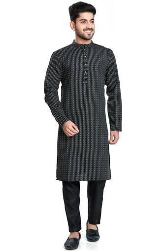 Black jacquard kurta payjama etnic wear / festive wear