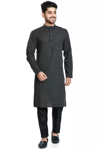 Black jacquard kurta payjama etnic wear / festive wear