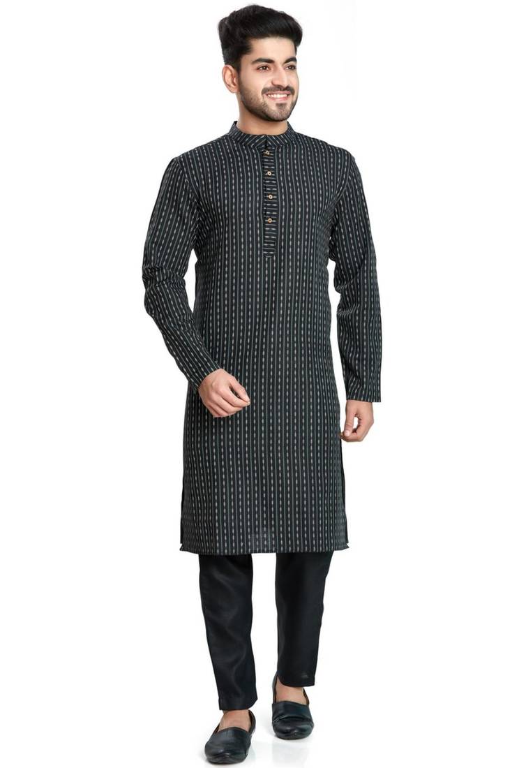 Black jacquard kurta payjama etnic wear / festive wear