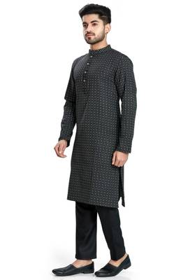 Black jacquard kurta payjama etnic wear / festive wear 3