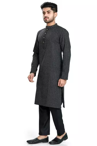 Black jacquard kurta payjama etnic wear / festive wear