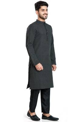 Black jacquard kurta payjama etnic wear / festive wear 4
