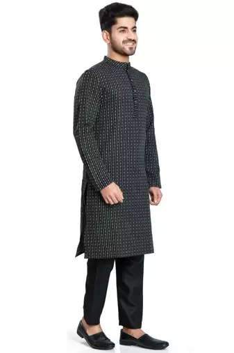 Black jacquard kurta payjama etnic wear / festive wear