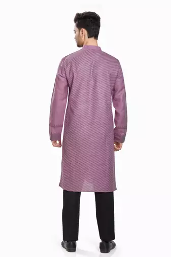 Purple hand block silver printed viscos kurta payjama entic wear / festive wear