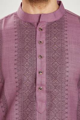 Purple hand block silver printed viscos kurta payjama entic wear / festive wear 5
