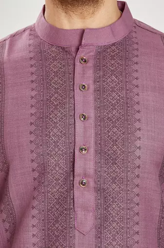 Purple hand block silver printed viscos kurta payjama entic wear / festive wear