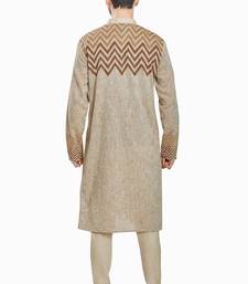 Beige hand block printed kurta with embreoidery viscos kurta payjama etnic wear / festive wear