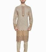 Beige hand block printed kurta with embreoidery viscos kurta payjama etnic wear / festive wear