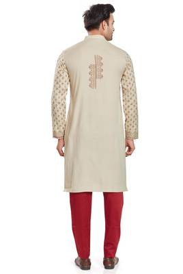 Beige hand block printed kurta viscos kurta payjama etnic wear / festive wear 2