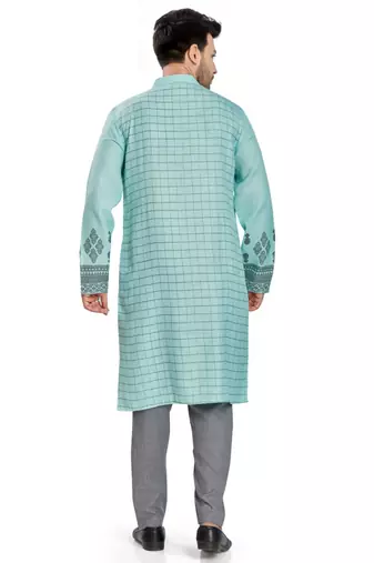 Blue hand block printed kurta  viscos kurta payjama etnic wear / festive wear