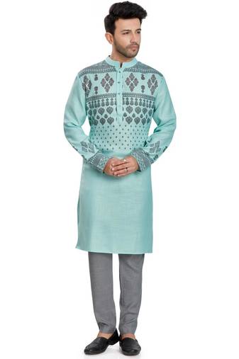 Blue hand block printed kurta  viscos kurta payjama etnic wear / festive wear