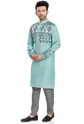 Blue hand block printed kurta  viscos kurta payjama etnic wear / festive wear 3
