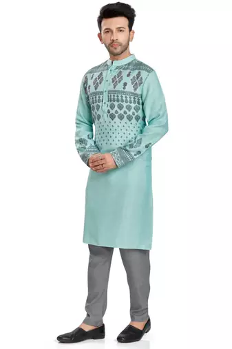Blue hand block printed kurta  viscos kurta payjama etnic wear / festive wear