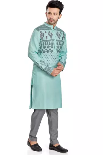 Blue hand block printed kurta  viscos kurta payjama etnic wear / festive wear