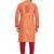 Orange hand block printed kurta with embroidery viscos kurta payjama ethnic wear / festive wear