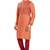 Orange hand block printed kurta with embroidery viscos kurta payjama ethnic wear / festive wear